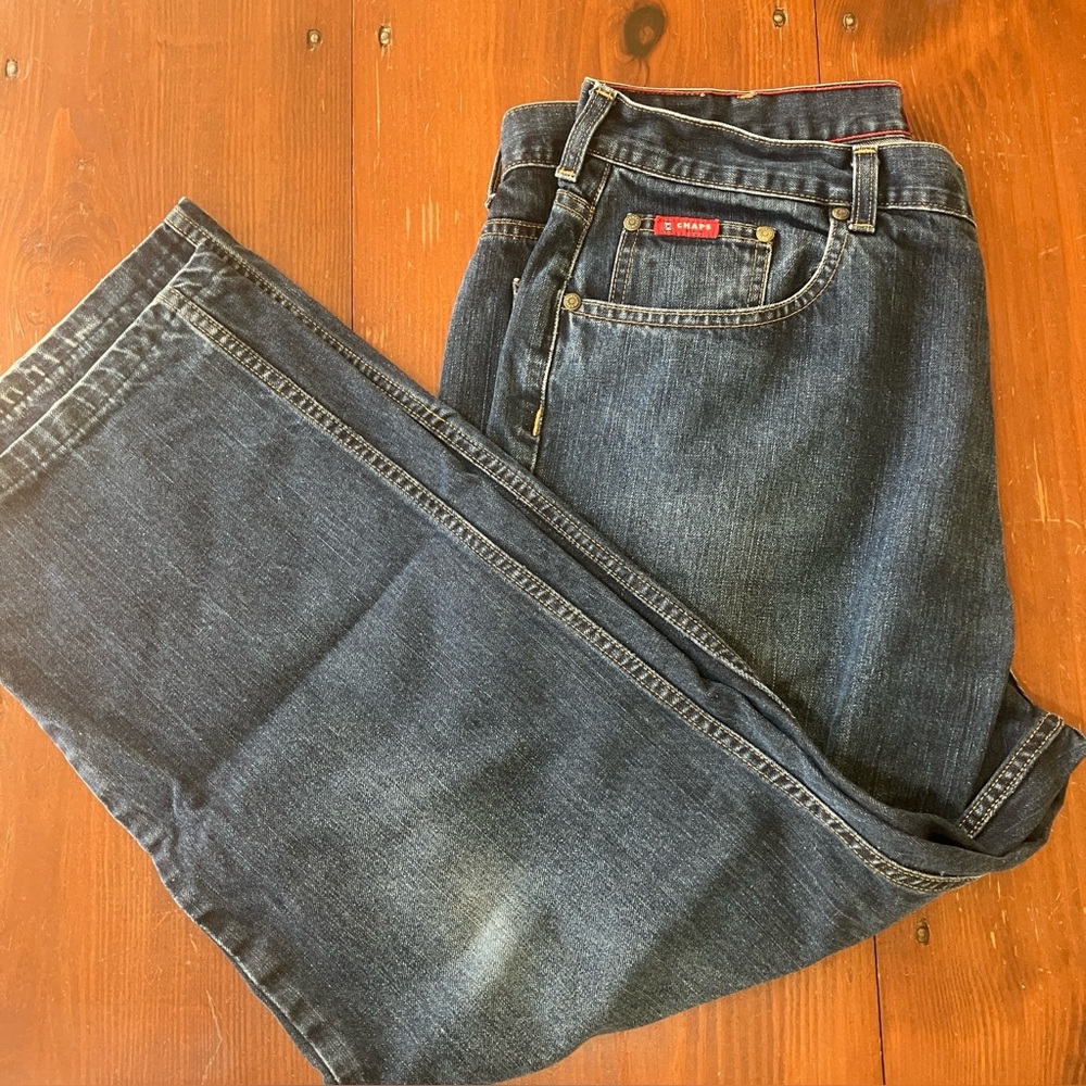 Chaps Straight Leg Jeans Men’s 38 x 26 Blue Denim Short Inseam Classic Fit